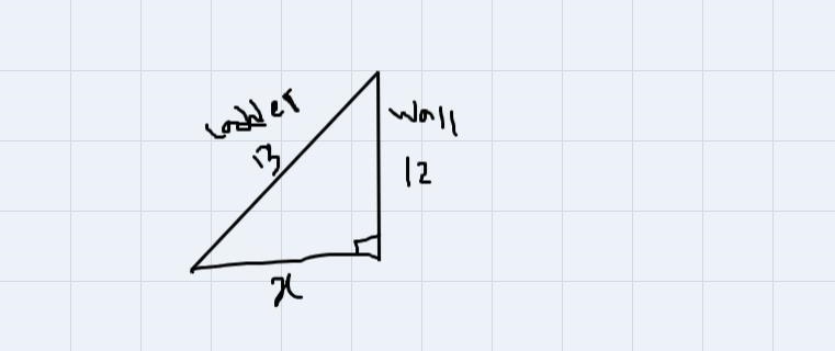 Watch help video If you place a 13-foot ladder against the top of a 12-foot building-example-1