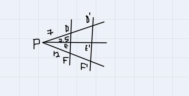 The distance from P to D is 7 units, the distance from Pto E is 7.5 units, and the-example-1