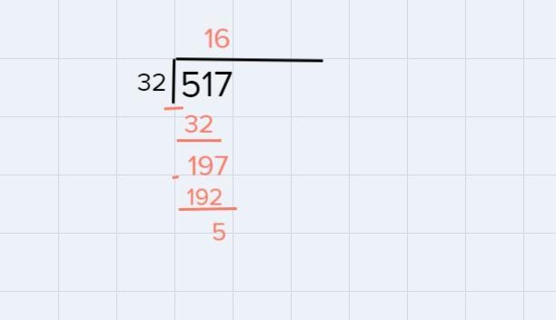 Find the quotient32 divided by 517 what is quotient and what is remainder-example-1