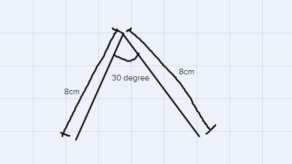 Two legs of a step ladder are each 4 metres long. The angle formed between the two-example-1