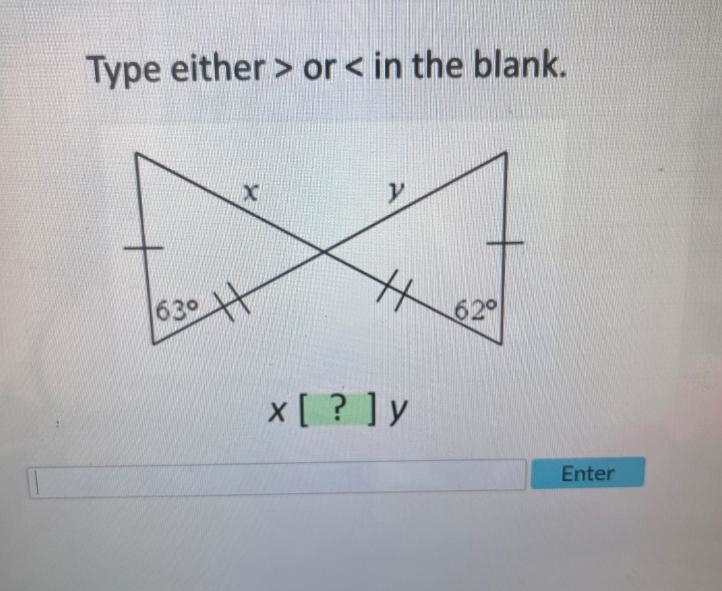 Use the picture to fill in the green box Inequalities in two triangles-example-1