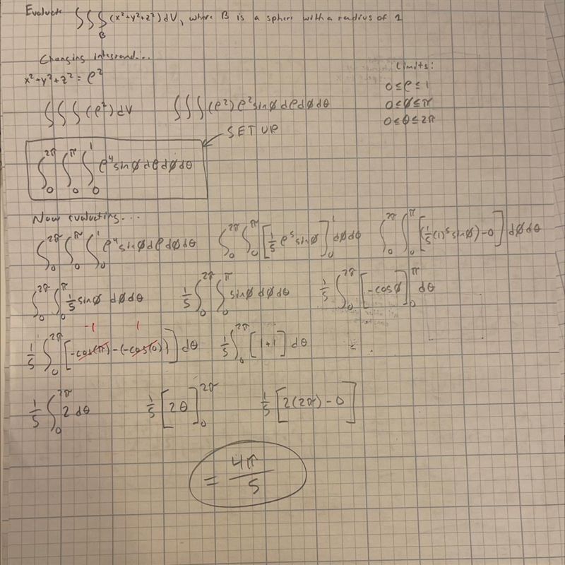 Use spherical coordinates. Evaluate âˆ­B(x2+y2+z2)2dVâˆ­B(x2+y2+z2)2dV, where B is-example-1