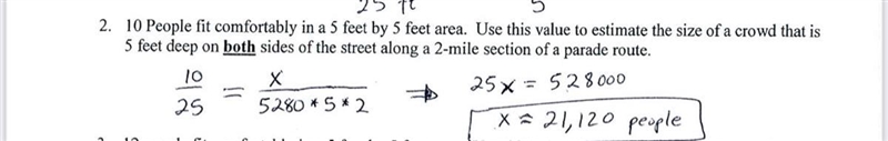 12 people fit comfortably in a 5 feet by 5 feet area. Use this value to estimate the-example-1