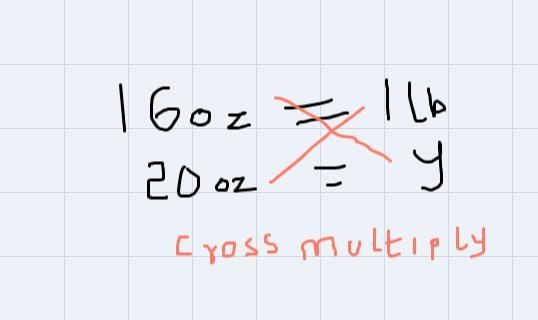 Rewrite 20 oz as ____ lb ____ oz, using 1 pound = 16 ounces. You don’t need to use-example-1