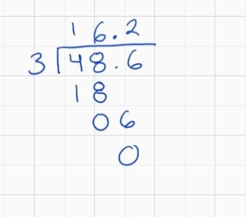 Help me use place value to explain how you placed the decimal point in 48.6 ÷ 3-example-1