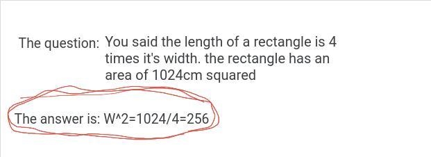 The length of a rectangle is 4 times it’s width. The rectangle has an area of 1024cm-example-1