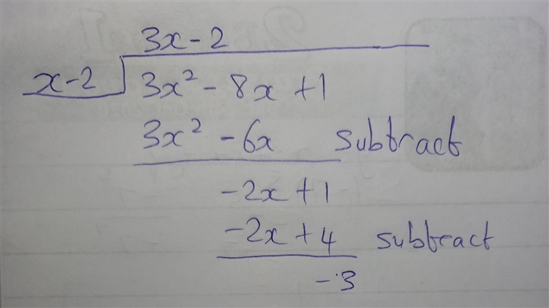 Find the equation of the slant asymptote: ()=3^2−8+1/−2-example-1