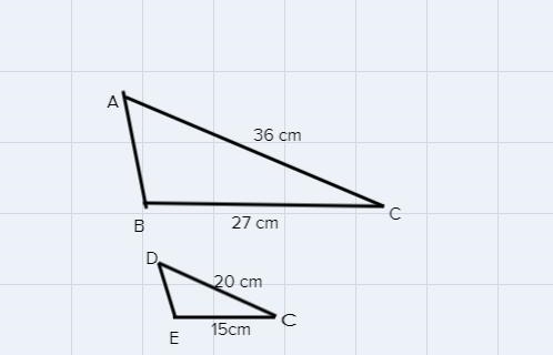 AC = 36 cm, and BC = 27 cm.Verify that DE || AB-example-1