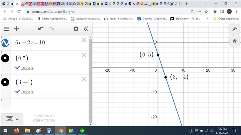 Graph the equation-6x + 2y = 10 2. Compare and Contrast this graph to the graph from-example-1