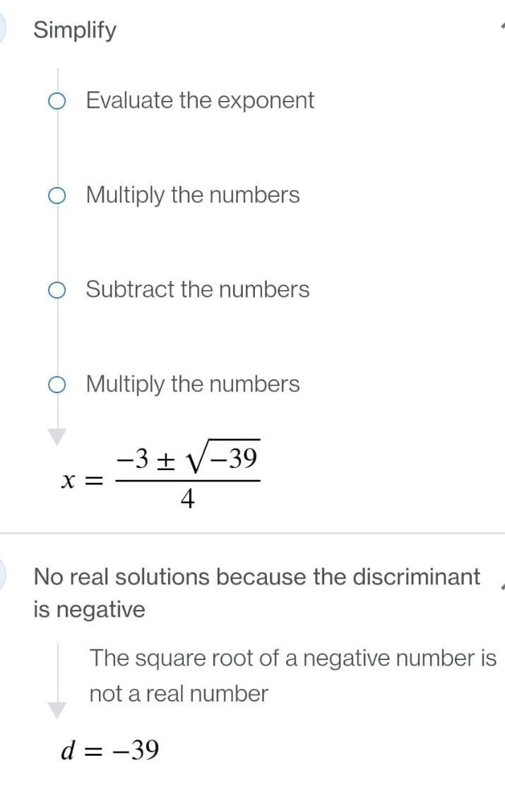 Find the complex solution to the quadratic equation 2x^2 + 3x + 6 = 0. Show all of-example-2