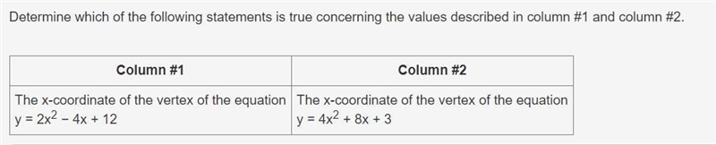 Determine which of the following statements is true concerning the values described-example-1