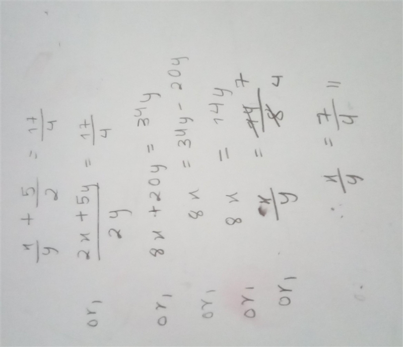 The sun of two rational numbers is 17/4. If one of the numbers is 5/2 find the other-example-1