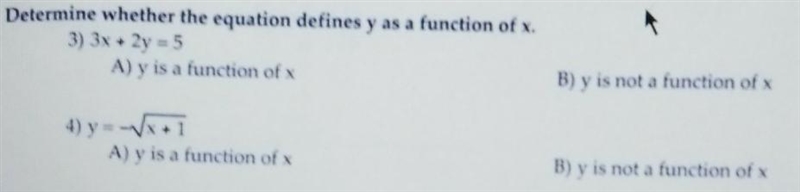 Determine whether the equation defines y as function of x-example-1