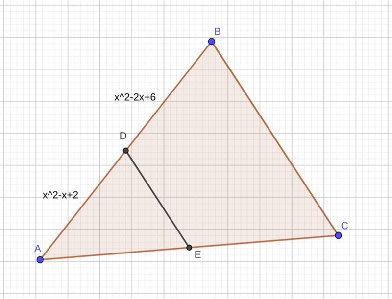 I can’t figure mid segments out! Help please. Triangle ABC has the mid segment DE-example-1