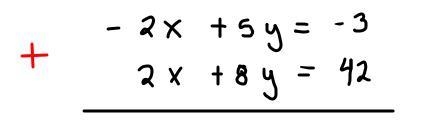 Solve the following system of equations using the method of vour choice.- 2x + 5y-example-1