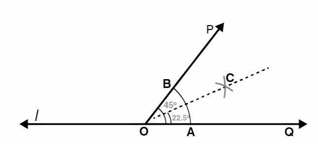 Construct an angle of measure 45° with the help of a protractor. Bisect it and find-example-1