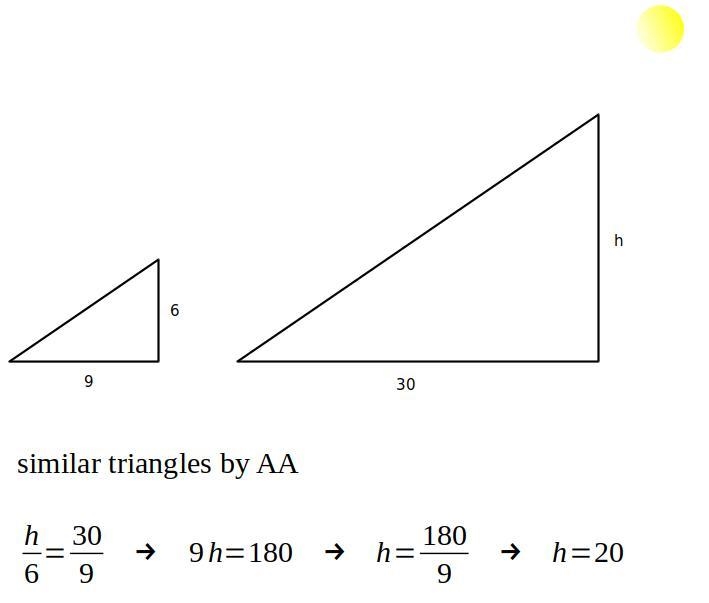 How high is a tree that casts a 30-ft shadow at the same time a 6-ft post casts a-example-1