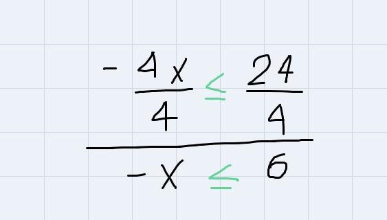 Equation - 3 - 4x \leqslant 21.solve..........-example-2