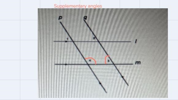 In the diagram below, line / and m are parallel lines. Also, line p and q areparallel-example-2