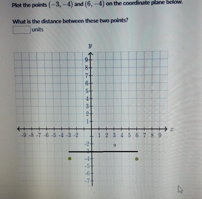 I only need help on what is the distance between these two points. And please correct-example-1