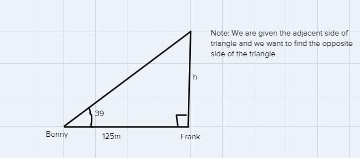 Benny is flying a kite directly over his friend Frank, who is 125 meters away.When-example-1