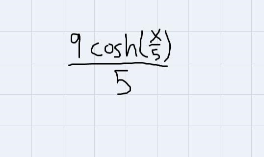 Find the derivative of y with respect to x.y = 9 sinh (x/5)-example-1