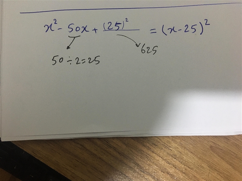 PLEASE HELP I HV NO IDEA HOW TO DO THISSSS :)) Complete the square x2 – 50x + _________-example-1