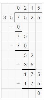 An expression is shown. 7525 ÷ 35 What is the value of the expression?-example-1