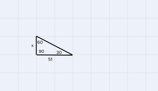 If the Longer leg of a 30 60 90 degree triangle has a length of 51. what is the length-example-1