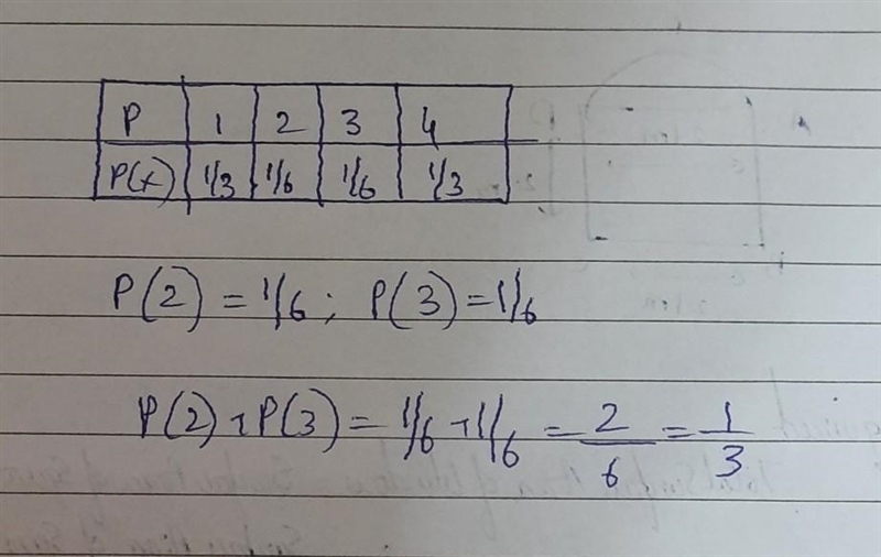 Can you help me for math? Statistic and Probability ! what is P(2) + P(3)?​-example-1