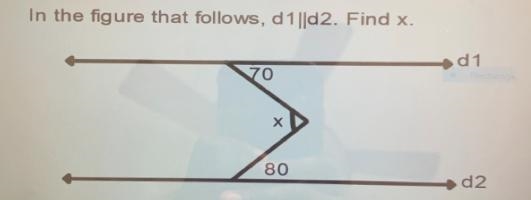 #5.In the figure that follows, d 1 ||d2. Find x.d170Х80d2Only Question 5 not 6-example-1