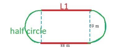 A training field is formed by joining a rectangle and two semicircles, as shown below-example-1