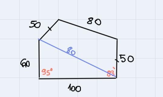 A surveyor has produced this plan of property. Find its area-example-1