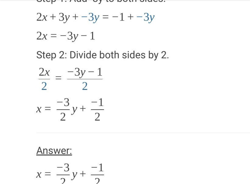 Work out m and c for the line: 3 y + 2 x = − 1-example-1