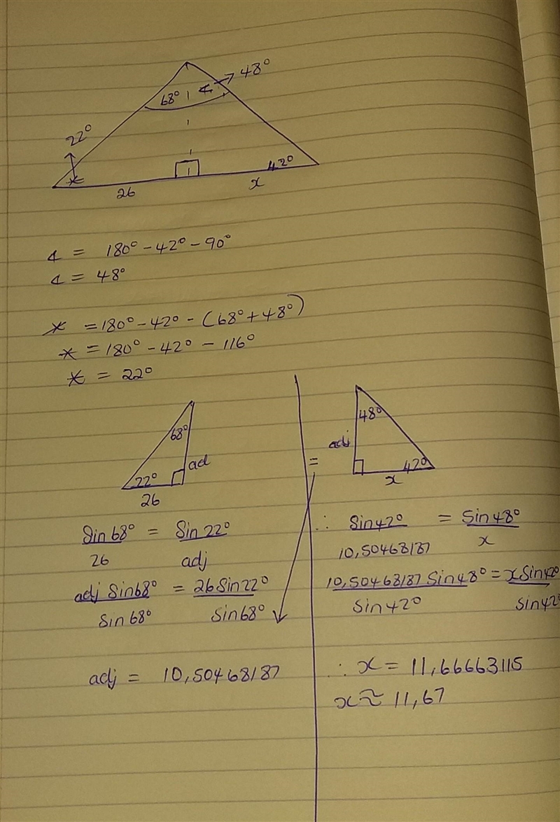 Find the length of the side labeled . Round intermediate values to the nearest tenth-example-1