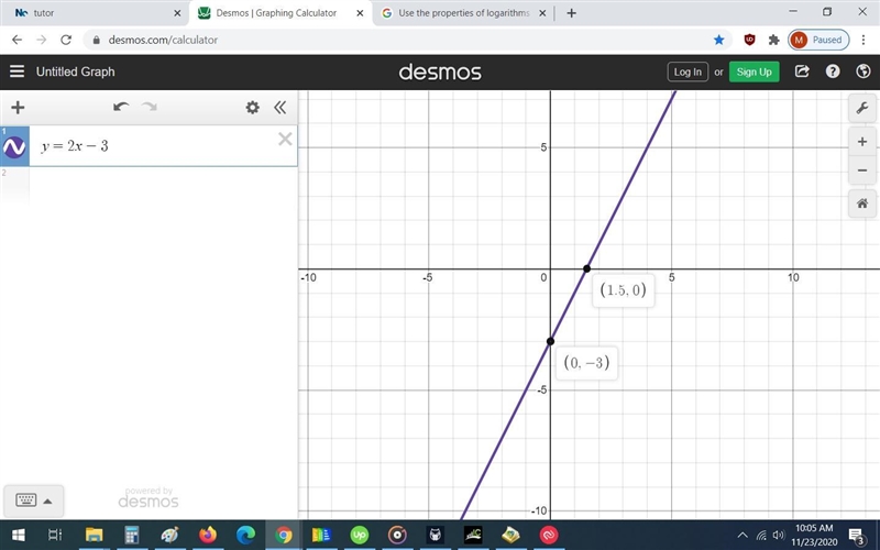 Graph the equation y = 2x - 3 please and thank youu-example-1