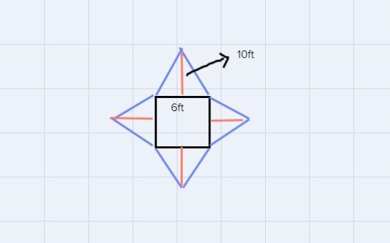 How Much Paint Would Cover This Pyramid Without The Square Base ?-example-1