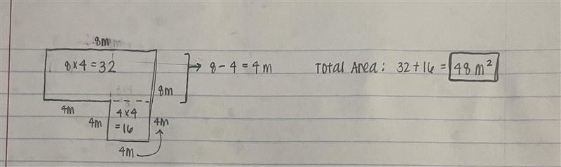 Find the area of the figure. (Sides meet at right angles.)-example-1