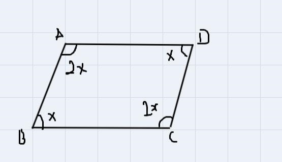 Find the measure Z BCD in thefollowing parallelogram.ADх2x2xХСBmZBCD = [ ? 10-example-1