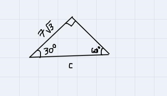 Find c.Write your answer in simplest radical form. ___ feet-example-1