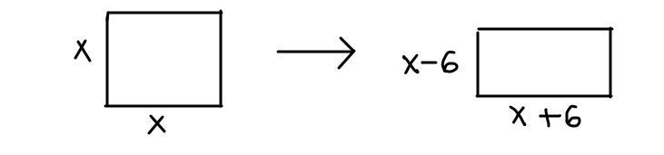Ezra has a square brick patio. He wants to reduce the width by 6 feet and increase-example-2
