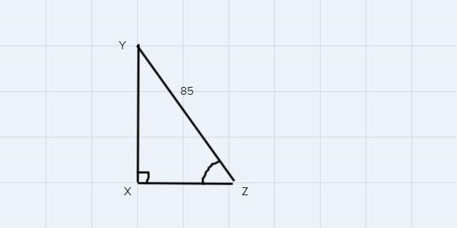 1. 3 In right AXYZ, the length of the hypotenuse YZ is 85 inches and tan Z= 3/4 What-example-1