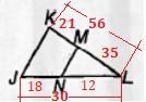 Determine whether JK is parallel to MN. Show your work.-example-1