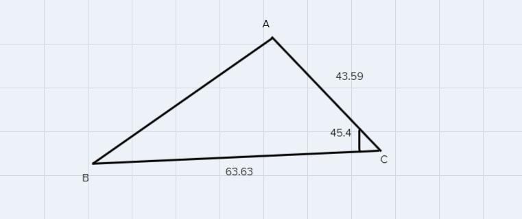 Find the measure of angle ASolve the right triangle. a=63.63 mi, b= 43.59 mi, C= 45.4 degrees-example-1