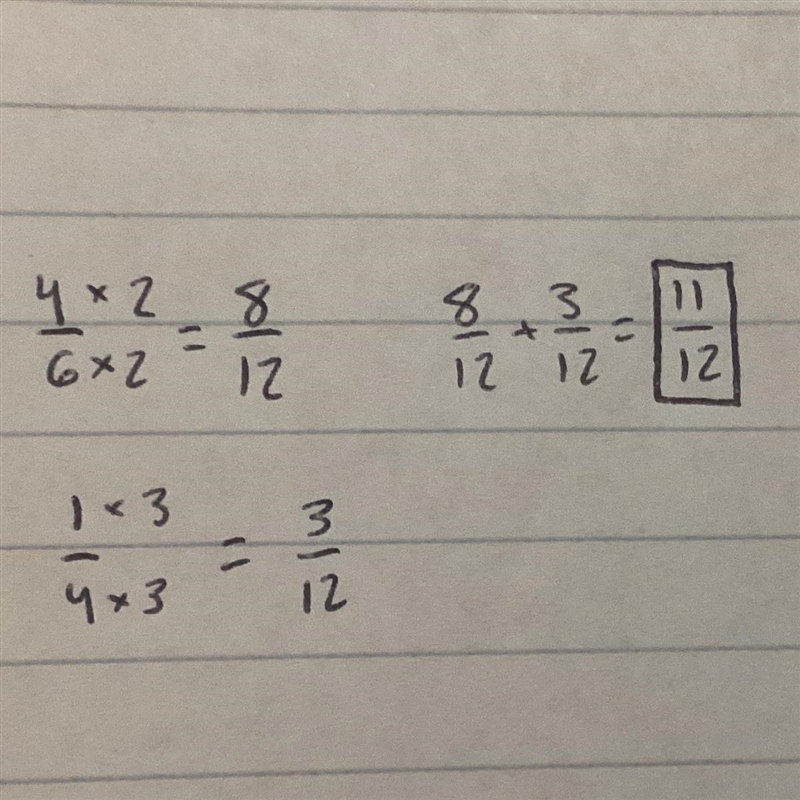 4/6 + 1/4 what's the answer pls-example-1