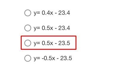 Using the data in this table, what would be the line ofbest fit ( rounded to the nearest-example-4