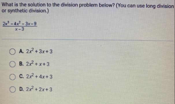 What is the solution to the division problem below? (You can use long divisionor synthetic-example-1