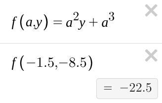 Find the value of the expresstion. a^2 y + a^3 for a = -1.5 abd y= -8.5-example-1