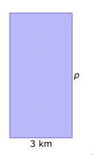 Ver en españolWhat is the missing length?3 kmparea=18 km2p= kilometers-example-1