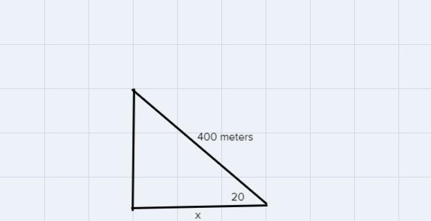 Valerie drives 400 meters up a hill that makes an angle of 20° with thehorizontal-example-1